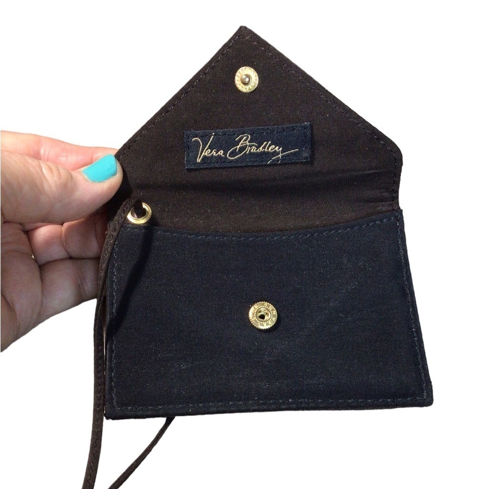 Vera Bradley Envelope Wallet ID Credit Card Holder Wristlet Black Brown